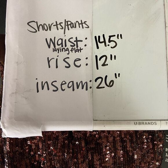 Express Women's Brown High Waisted Sequin Pleated Cropped Trouser Pants Small - Picture 9 of 9